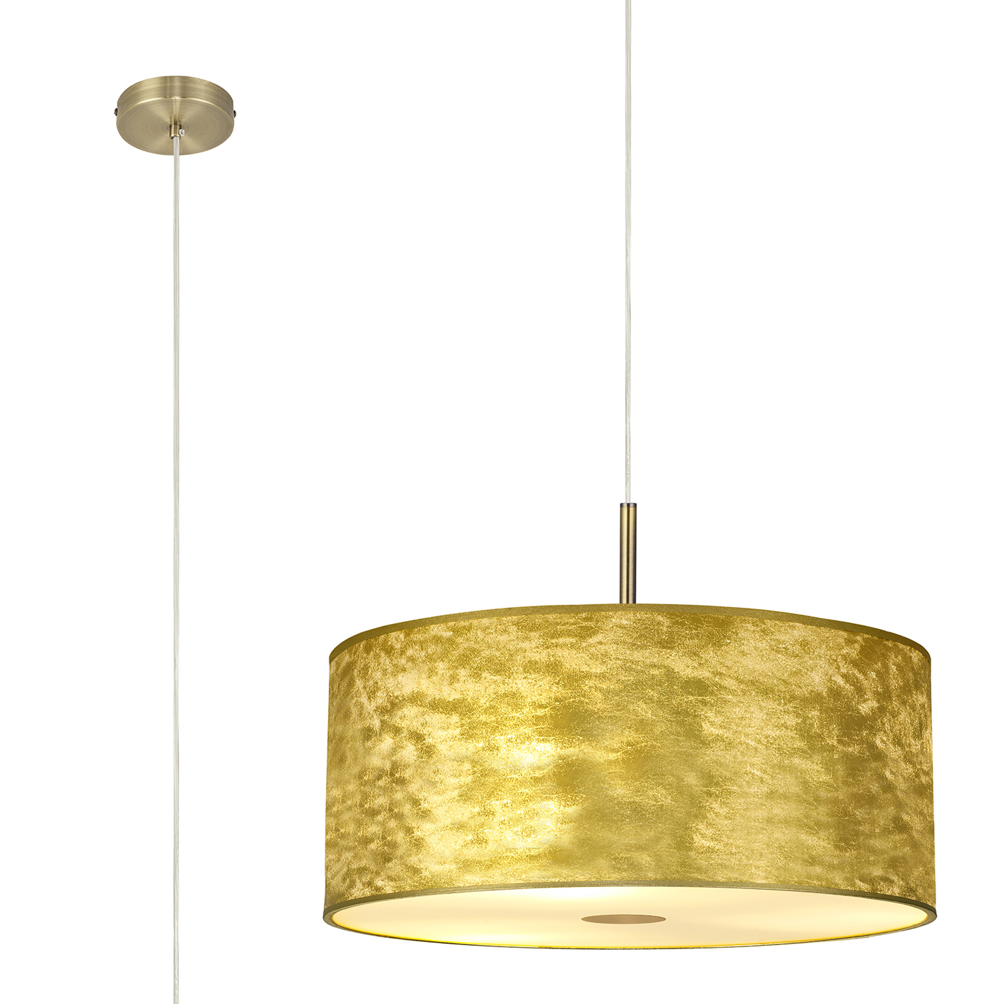 DK0853  Baymont 60cm 5 Light Pendant Antique Brass, Gold Leaf, Frosted Diffuser